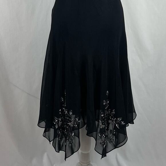 J Kara Sheer Black Beaded BalletCore Party Event Glam Midi Dress Size 8 - Picture 7 of 13